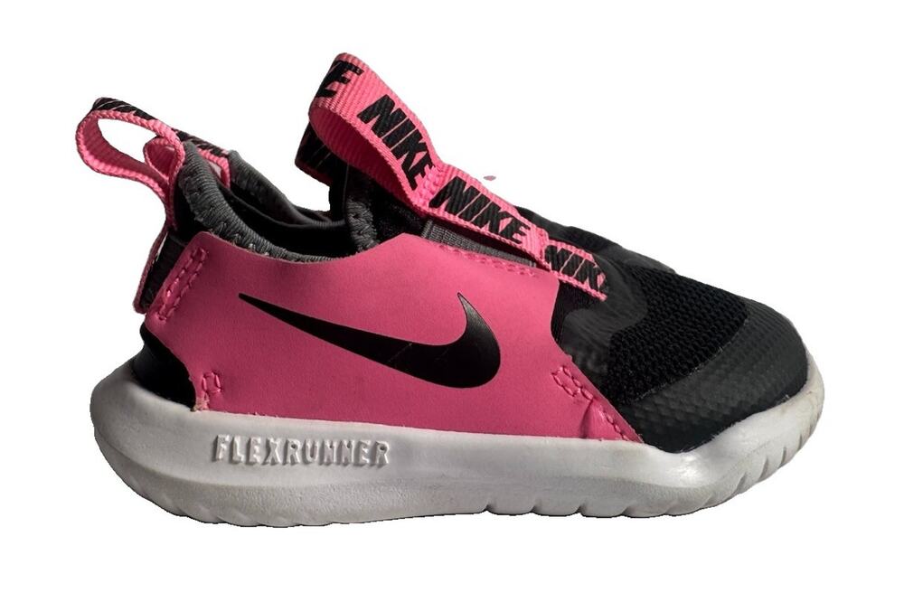 Nike Flex Runner Toddler Girls 6C Black Pink Slip On Sneakers AT4665-011